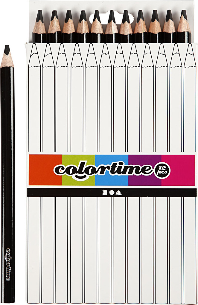 Colortime Farveblyanter - L 17,45 Cm - Mine 5 Mm - Jumbo - Sort - 12 Stk.