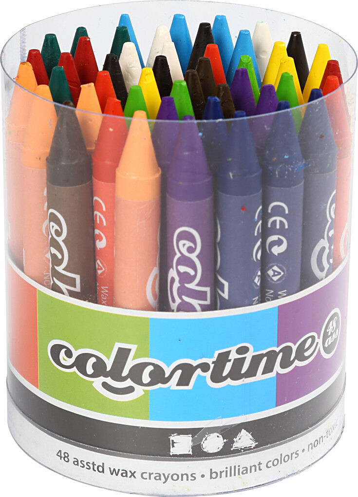 Colortime Farvekridt - L 10 Cm - Tykkelse 11 Mm - Assorterede Farver - 48 Stk.