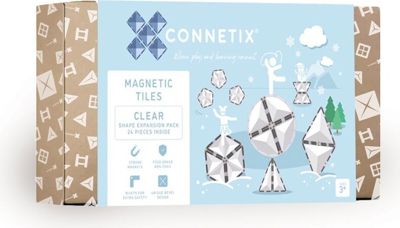Connetix Magnetiskeplade Former Udvidelsespakke - Gennemsigtig - 24 Dele