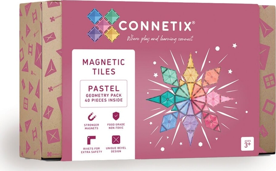 Connetix - Geometry Pack - Magnetsæt 40 Dele - Pastel (ct-p-00040-ge)