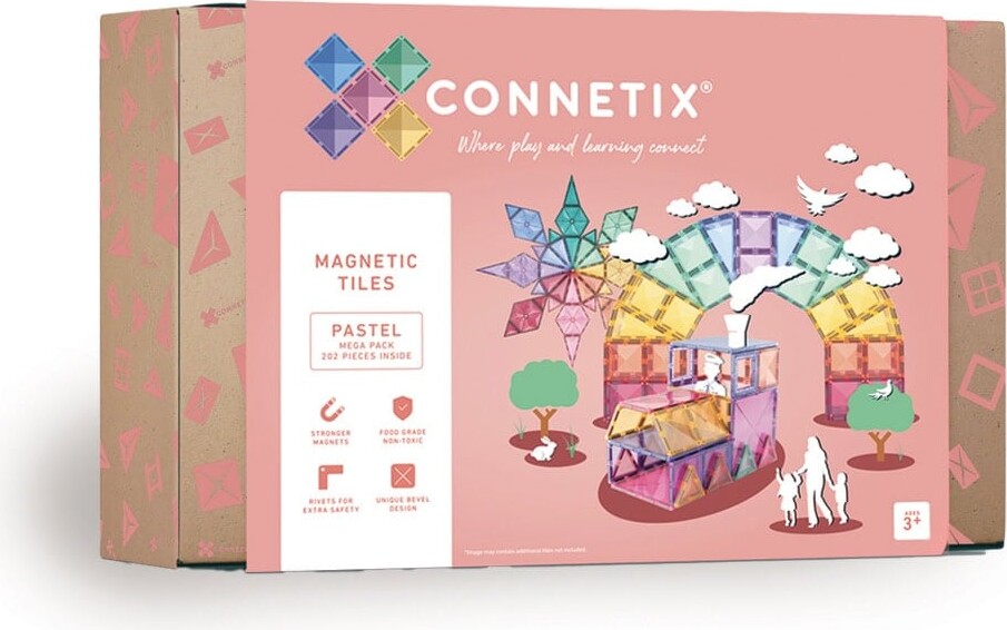 Connetix - Mega Pack Magnetsæt 202 Dele Pastel - (ct-p-00202-me)