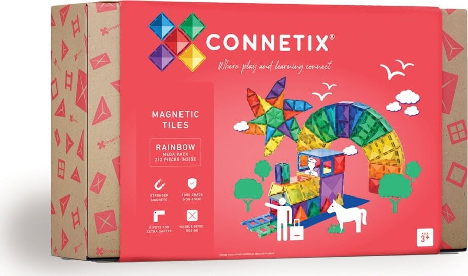 Connetix - Mega Pack Magnetsæt 212 Dele - Rainbow (ct-r-00212-me)