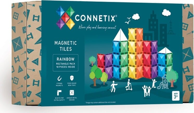 Connetix - Ractangle Pack - 18 Dele - Rainbow (ct-r-00018-re)