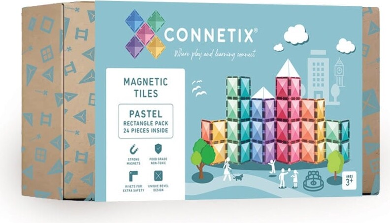 Connetix - Ractangle Pack - Magnetsæt 24 Dele - Pastel (ct-p-00024-re)