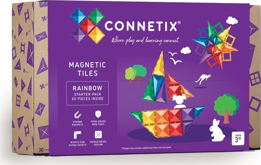 Connetix - Starter Pack - Magnetsæt 60 Dele - Rainbow (ct-r-00060-st)