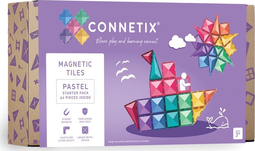 Connetix - Starter Pack - Magnetsæt 64 Dele - Pastel (ct-p-00064-st)