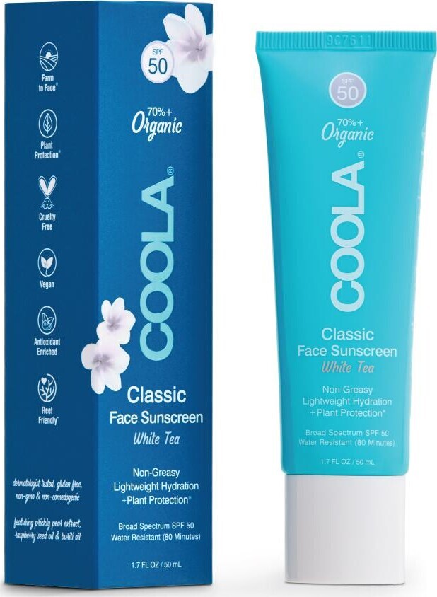 Coola - Classic Ansigts Lotion Solcreme White Tea Spf50 - 50 Ml