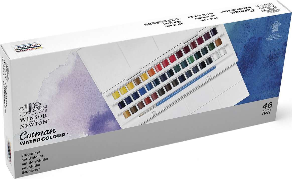 Se Winsor & Newton - Akvarelfarve Sæt - The Half Pan Studio - 45 Farver hos Gucca.dk