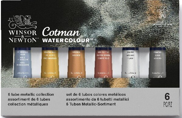 9: Winsor & Newton - Akvarelfarver - Cotman - Metallic Collection - 6x8 Ml