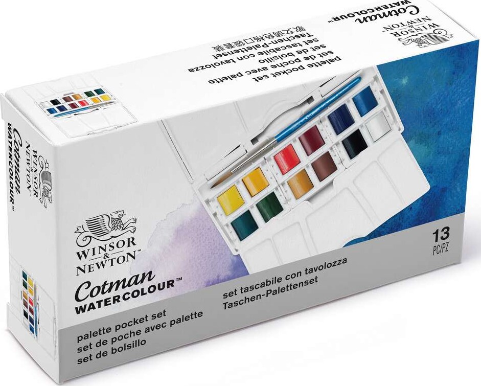 Winsor & Newton - Akvarelfarve Sæt Med 13 Dele - Palette Pocket