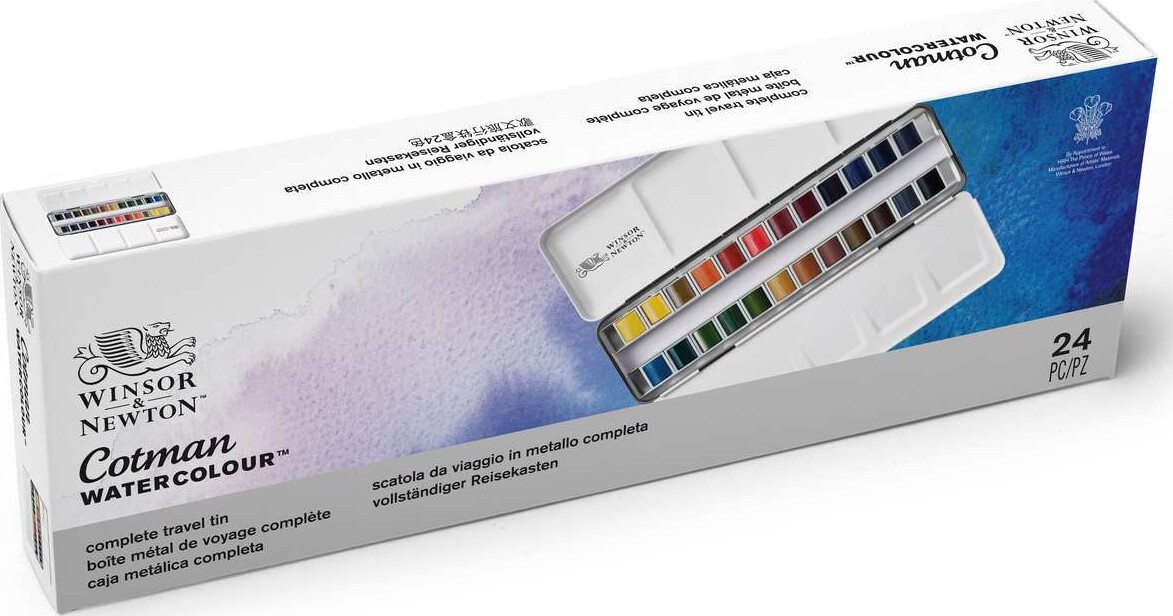 Winsor & Newton - Akvarelfarve Sæt Med 24 Farver - Complete Travel Tin