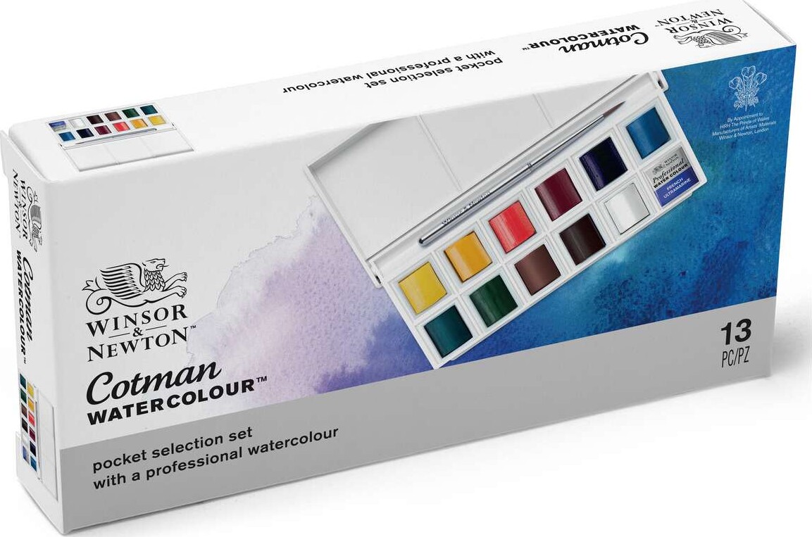 Winsor & Newton - Akvarelfarve Sæt - Pocket Selection - 13 Dele