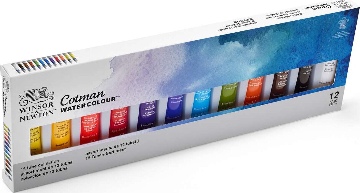 Winsor & Newton - Akvarelfarve Sæt - Tube Collection - 12 Farver