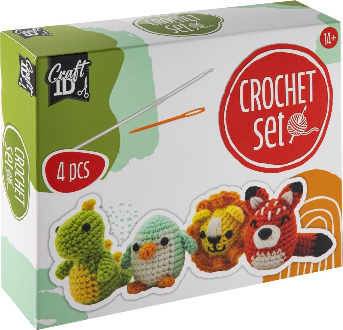 Hæklekit - Løve, Pingvin, Dinosaur Og Ræv - 4 Dyr - Craft Id