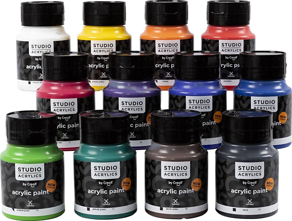 Creall Studio Acrylics - Akrylmaling - Forskellige Farver - 12x500 Ml