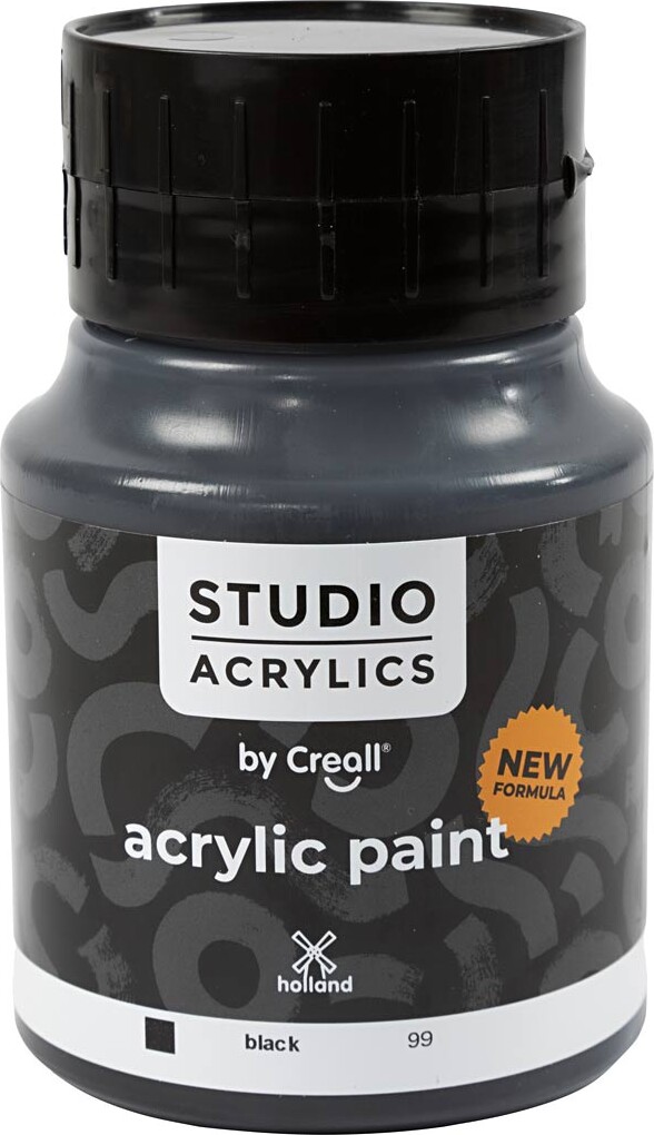 Creall Studio Acrylics - Akrylmaling - Dækkende - Sort - 500 Ml