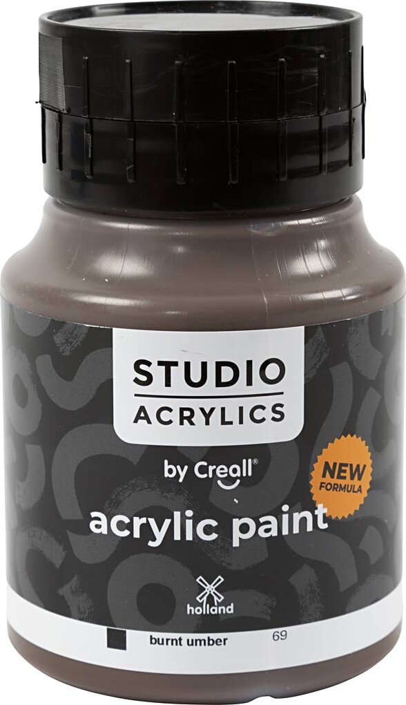 Creall Studio Acrylics - Akrylmaling - Dækkende - Burnt Umber - 500 Ml