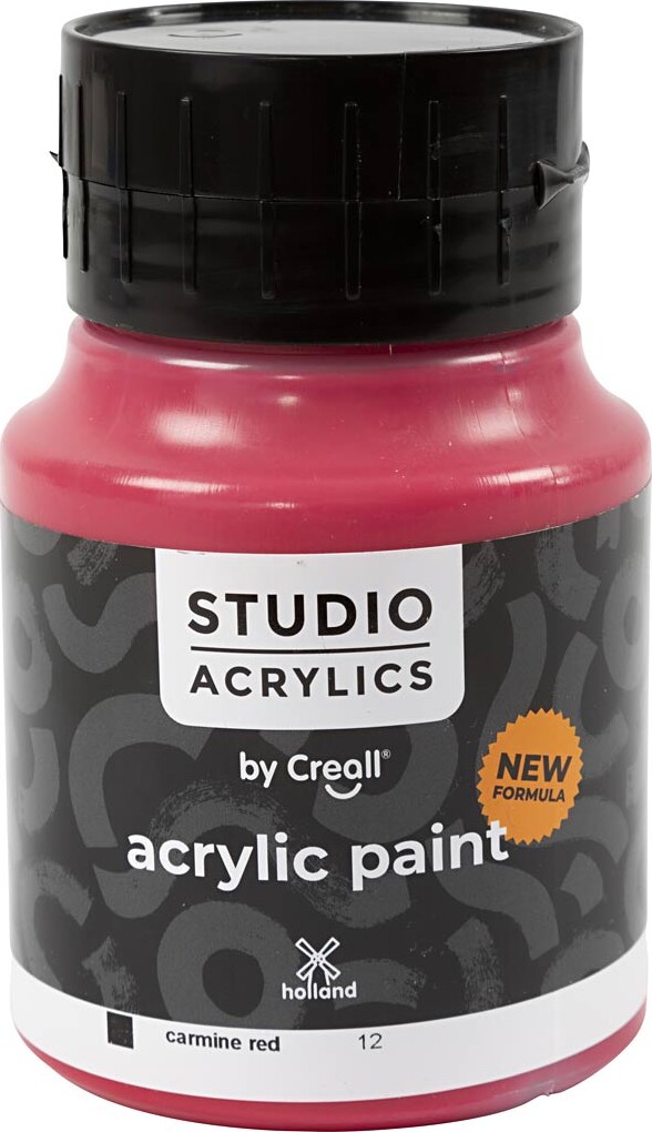 Creall Studio Acrylics - Akrylmaling - Dækkende - Carmine Rød - 500 Ml