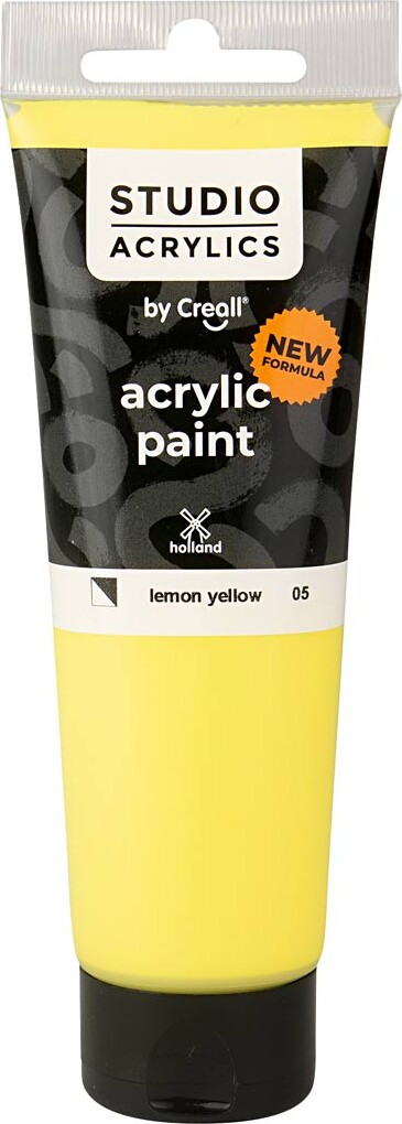 Creall Studio Acrylics - Akrylmaling - Halvdækkende - Citron Gul - 120 Ml