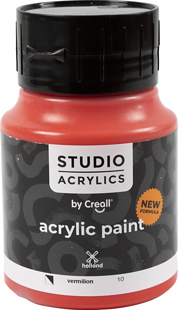 Creall Studio Acrylics - Akrylmaling - Halvdækkende - Vermillion Rød - 500 Ml