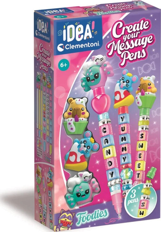 Idea Clementoni - Create Your Message Pens - Foodies - 3-pak