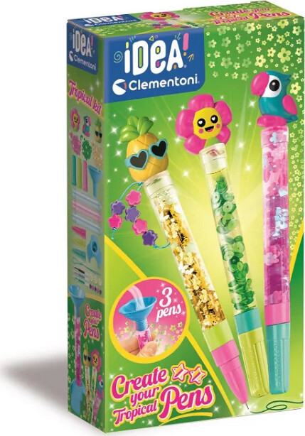 Clementoni - Idea - Create Your Pens - Tropical Kit - 3 Penne