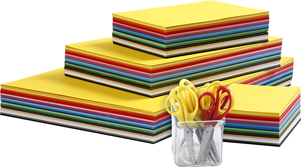 Creativ Karton Og Børnesakse - A3,a4,a5,a6 - 180 G - Assorterede Farver