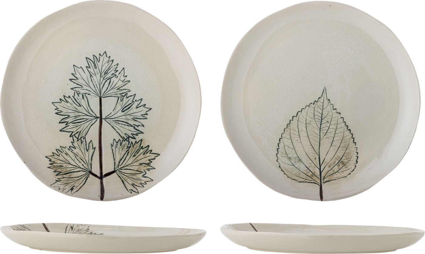 Bloomingville - Aubrin Tallerken, Natur, Stentøj, D27xH1,5 cm, Set of 2