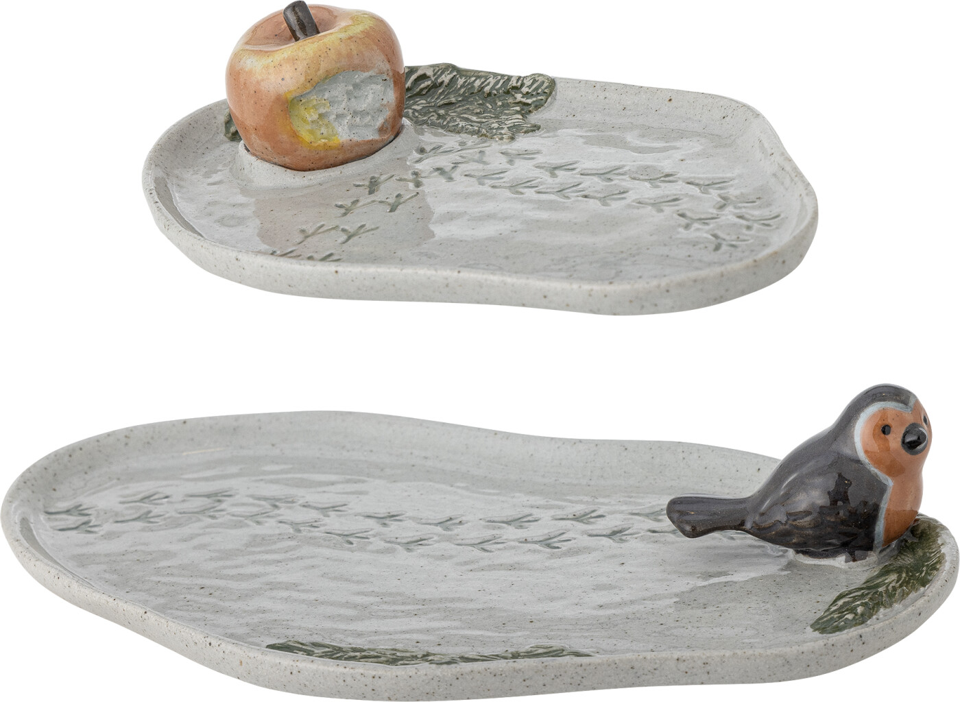 CREATIVE COLLECTION Bleak serveringsbakke - grå stentøj (L22xH6xB14/L27xH6xB17) (sæt af 2)