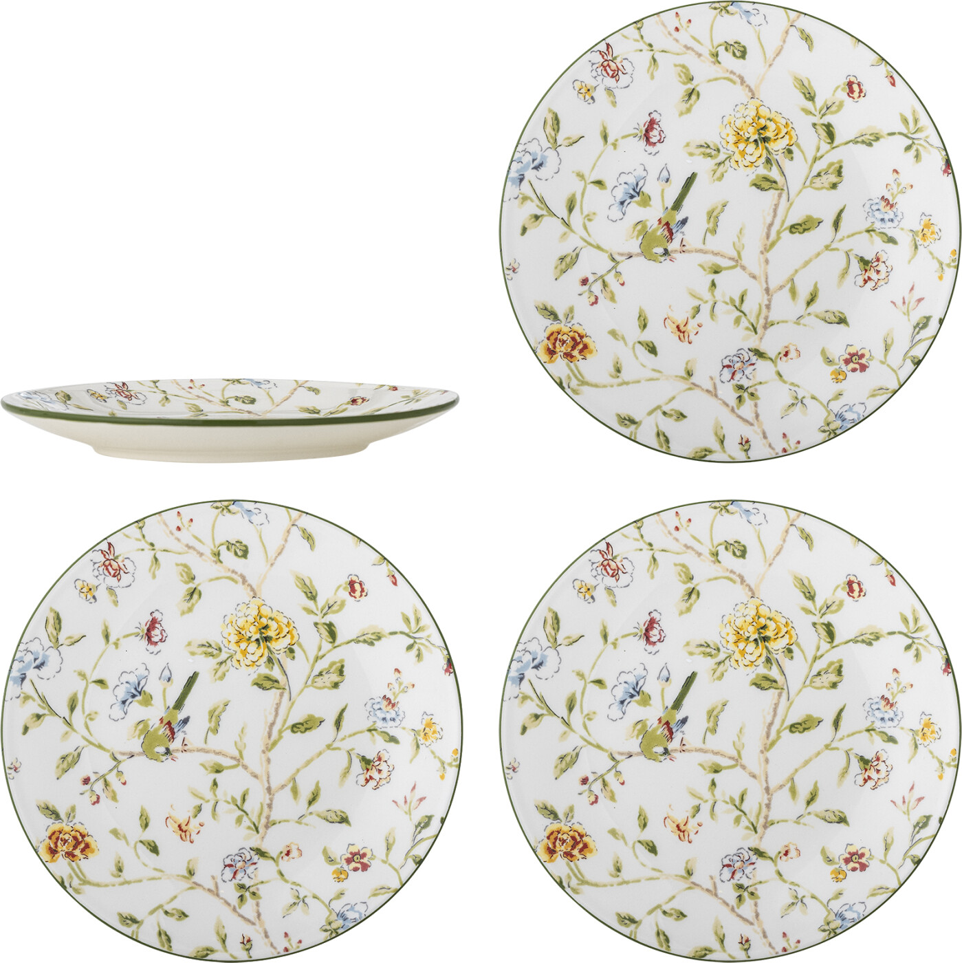 Bloomingville - Bloomie Tallerken, Multifarvet, Stentøj, D20,5xH2,5 cm, Set of 4