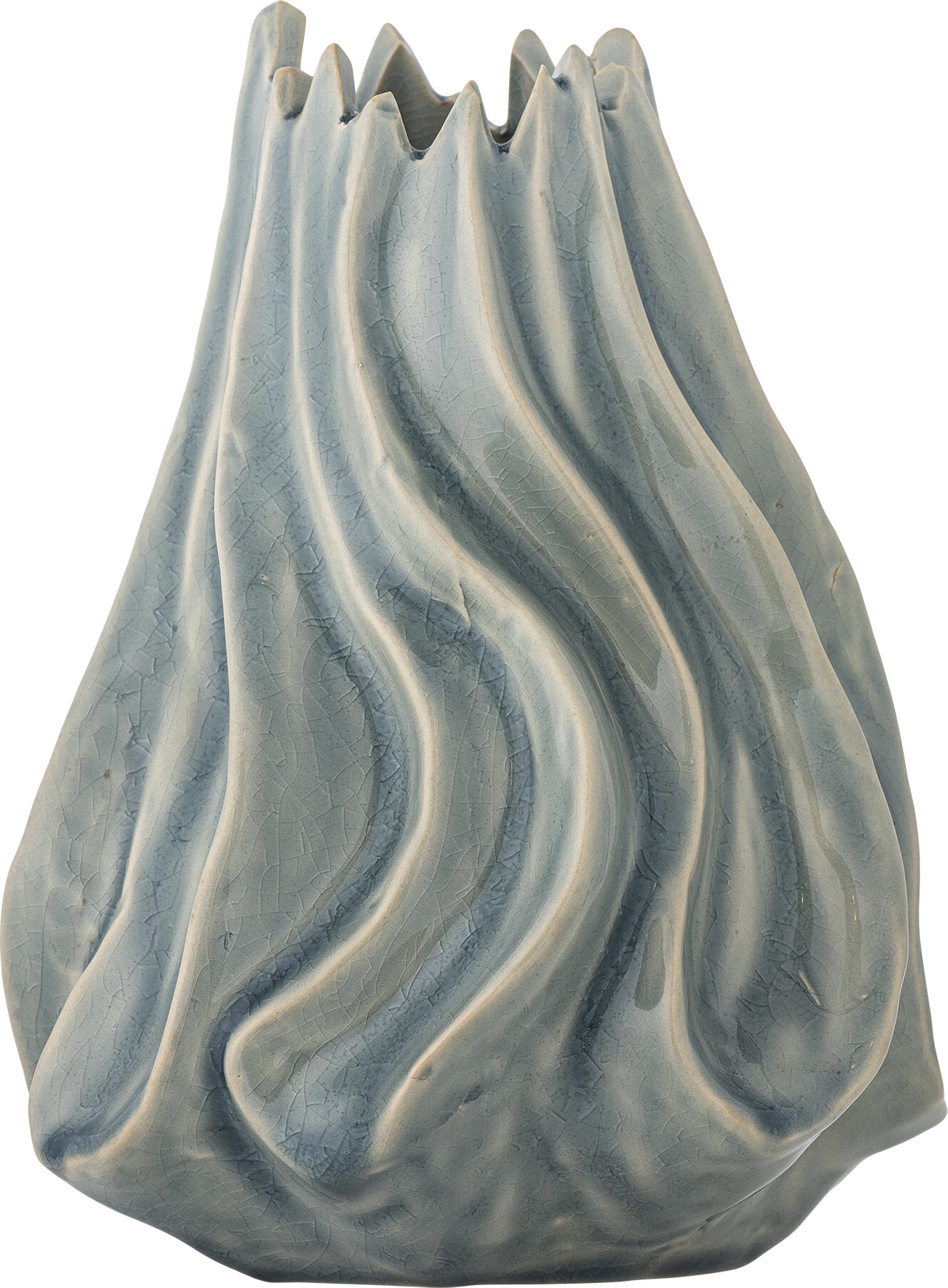 Bloomingville - Dilara Vase, Blå, Stentøj, D17xH18 cm