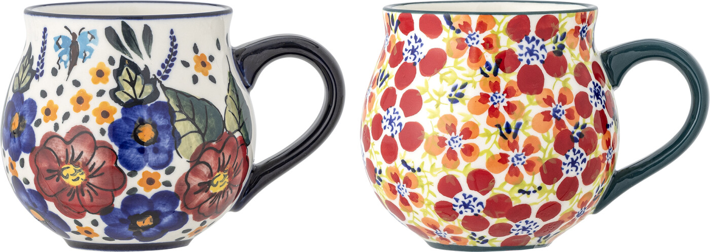 Bloomingville - Florist Kop, Multifarvet, Stentøj, D9xH8,5 cm, Set of 2