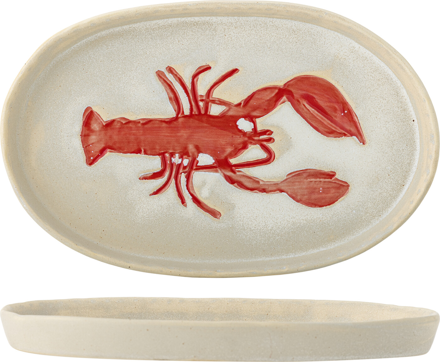 Bloomingville - Hadden Serveringsfad, Rød, Stentøj, L29xH2,5xW18 cm