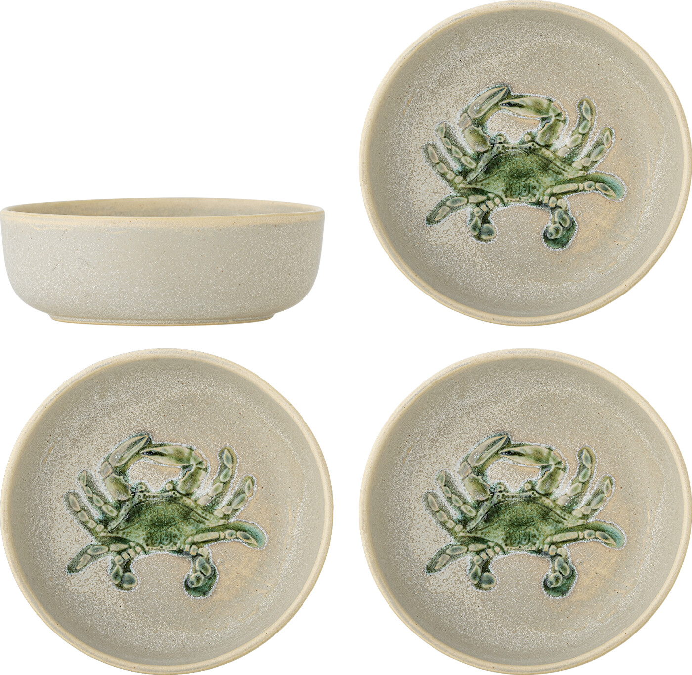 Bloomingville - Hadden Skål, Grøn, Stentøj, D14,5xH5 cm, Set of 4