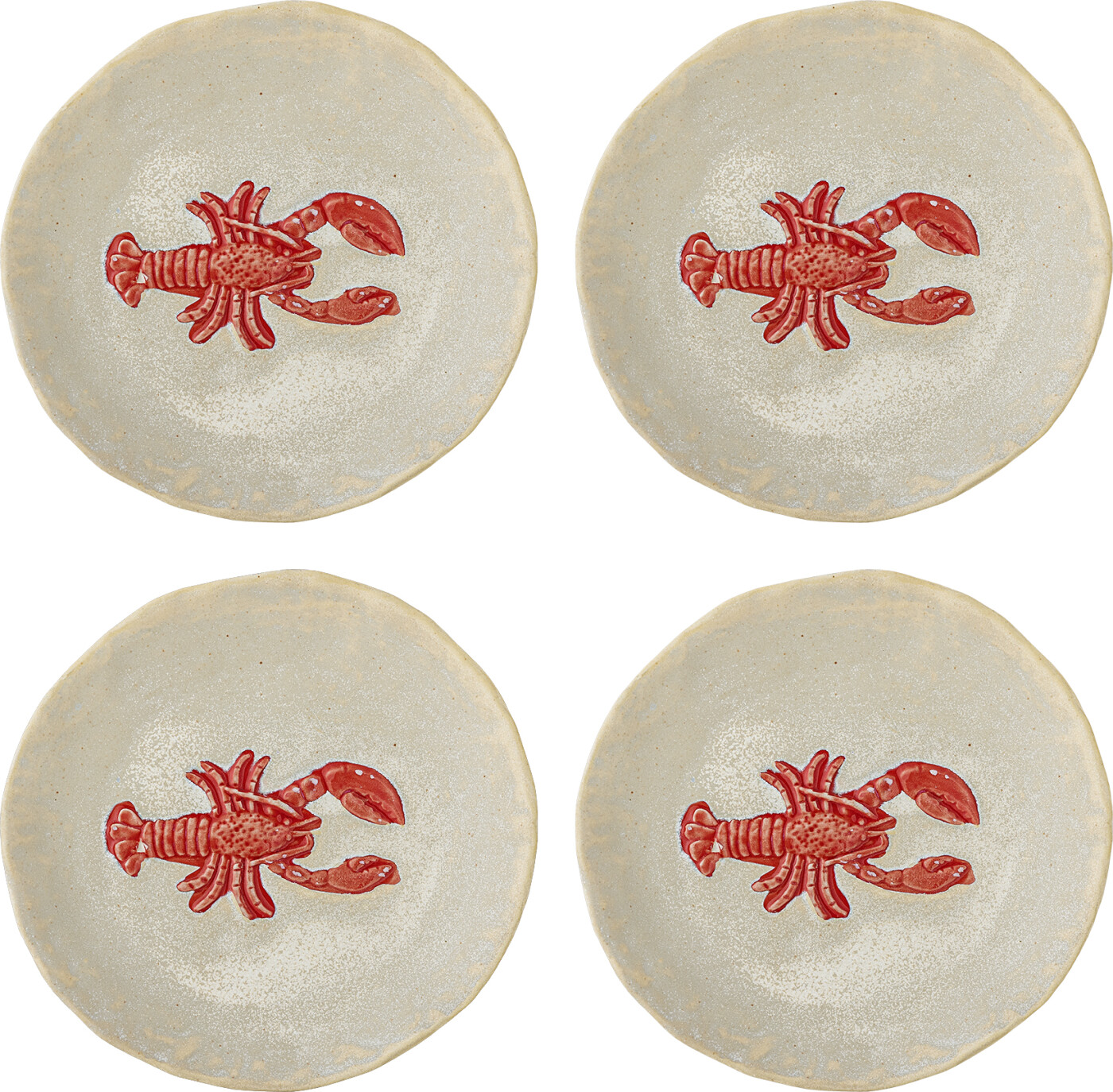 Bloomingville - Hadden Tallerken, Rød, Stentøj, D13xH1,5 cm, Set of 4