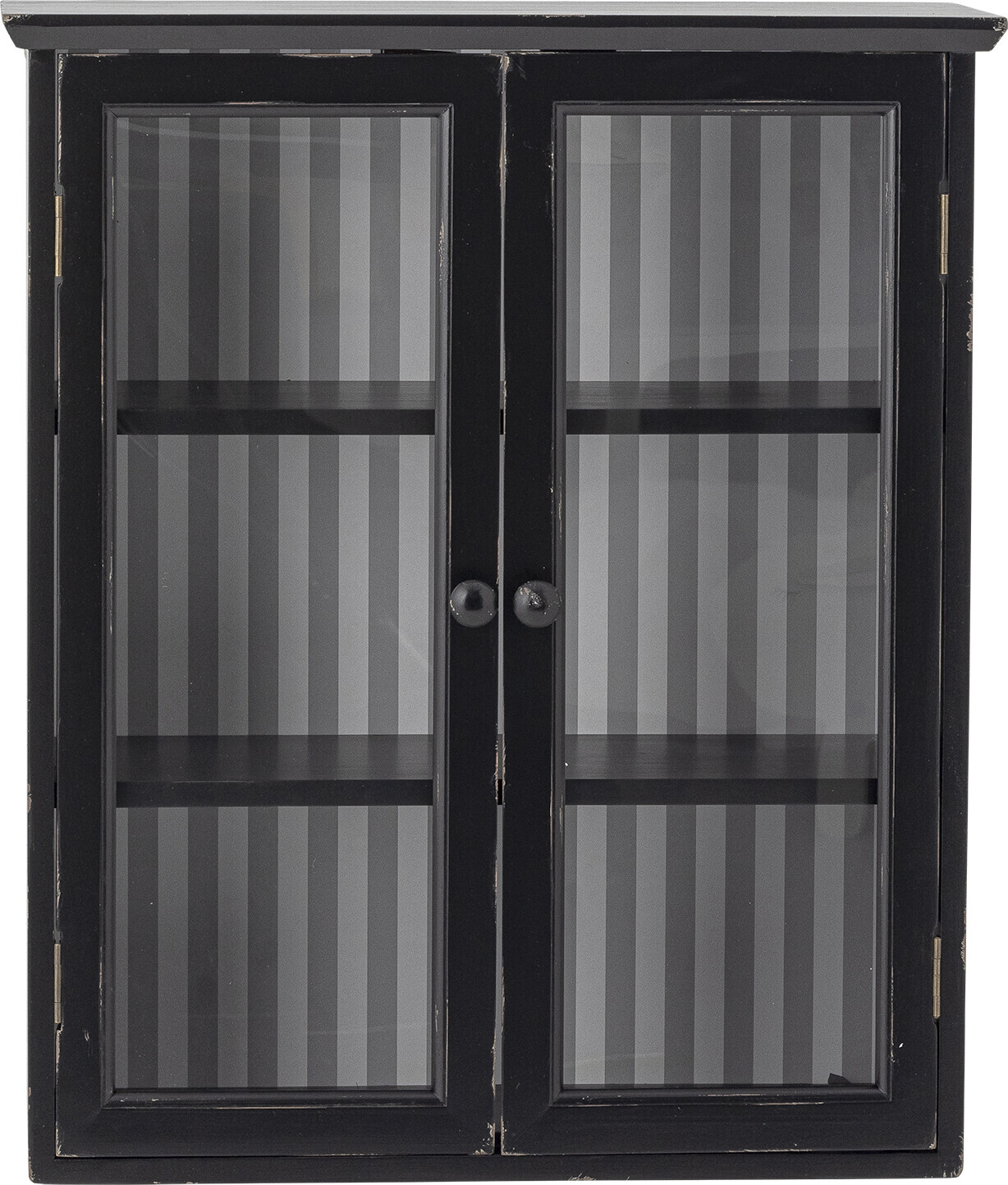 CREATIVE COLLECTION Hazem vægskab, m. 2 glaslåger og 2 hylder - sort fyrretræ (L51,5xH66,5xB22,5)