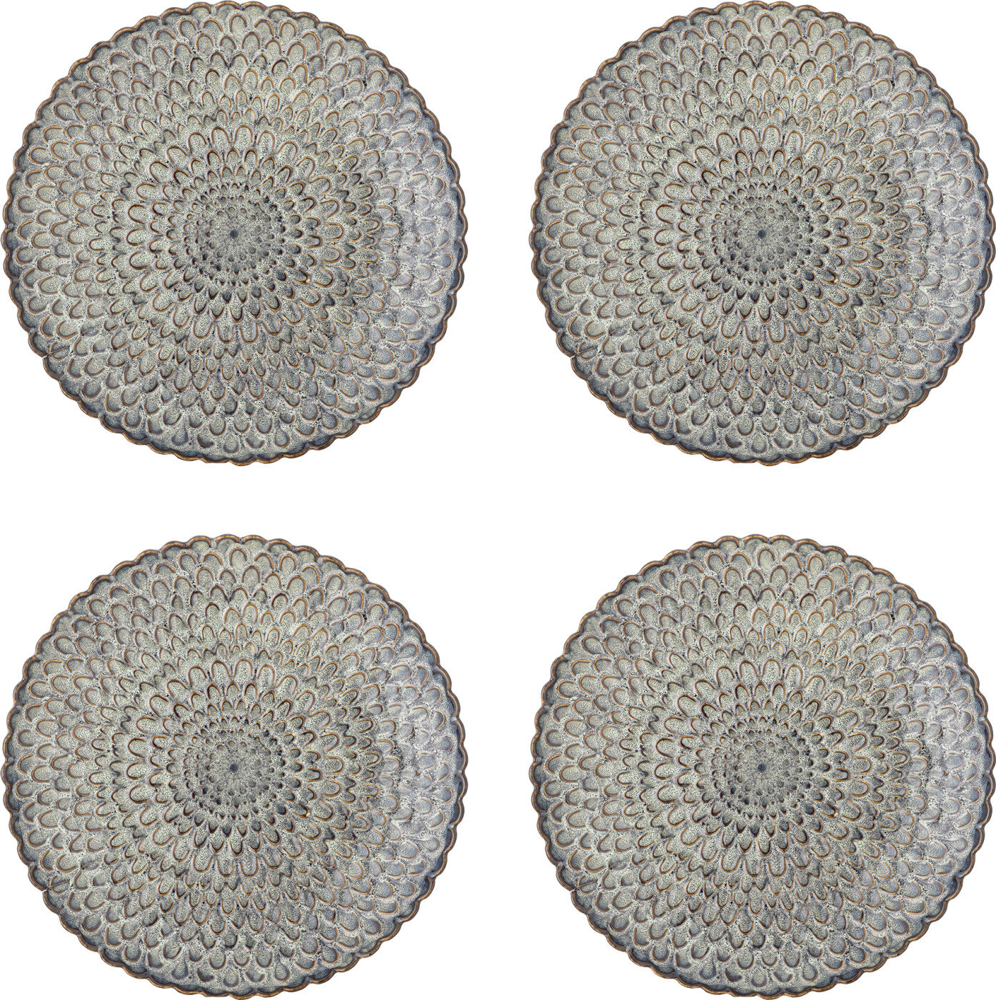 Bloomingville - Katrina Tallerken, Grå, Stentøj, D26,5xH3 cm, Set of 4