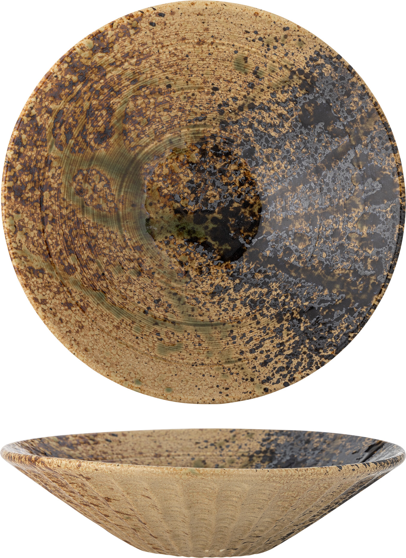 Bloomingville - Larken Serveringsfad, Multifarvet, Stentøj, D25xH6,5 cm