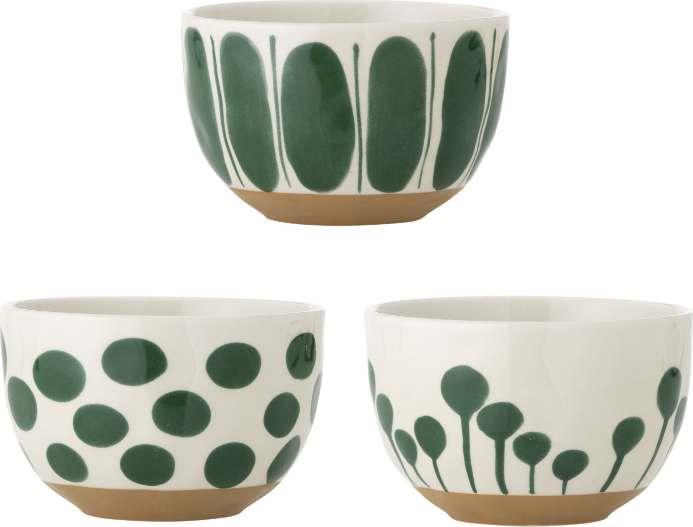 Creative Collection - Linora Skål - Grøn - Stentøj - Sæt Med 3 Stk