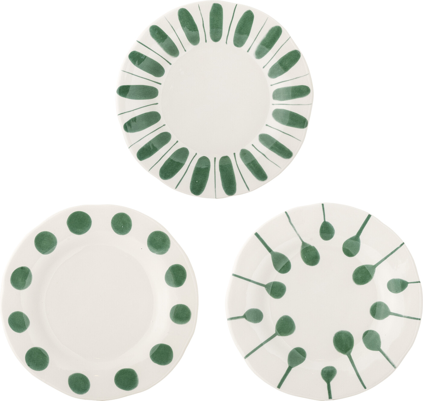 Creative Collection - Linora Tallerkener - Grøn - Stentøj - 3 Stk.