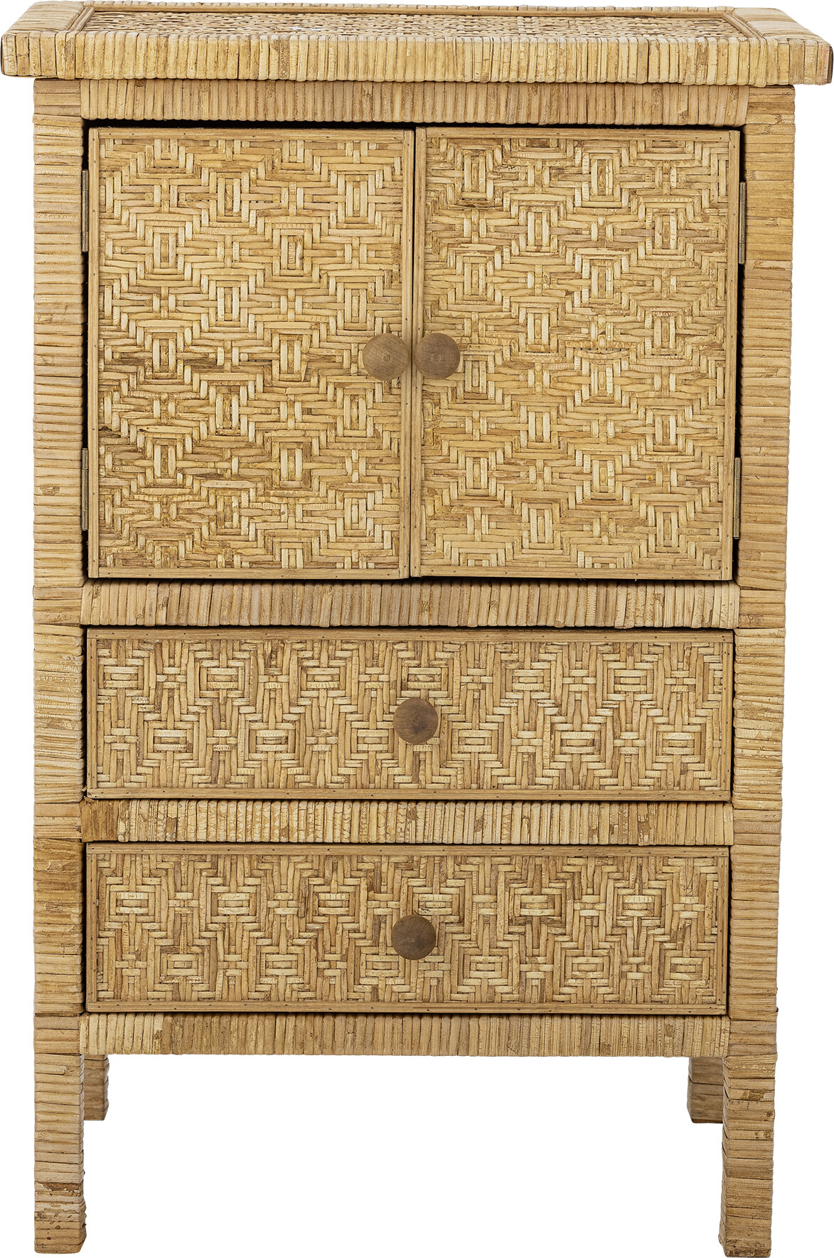 CREATIVE COLLECTION Lorris kommode, m. 2 låger og 2 skuffer - natur rattan (L45xH67xB36)