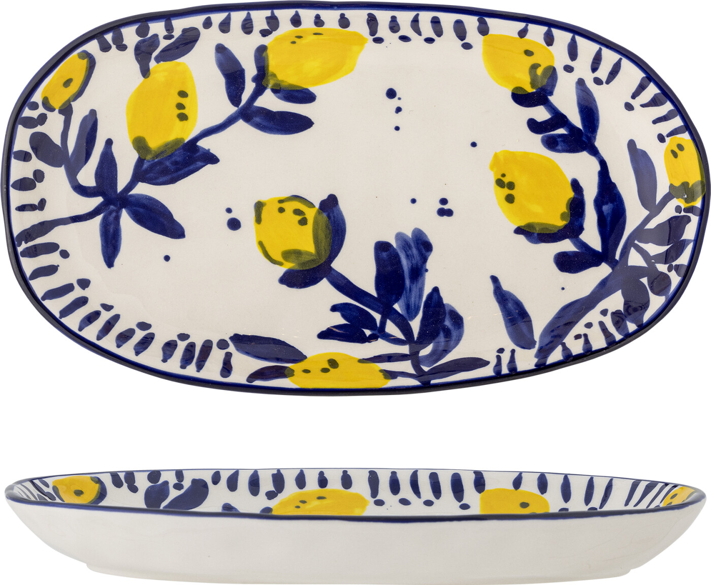 Bloomingville - Maxima Serveringsfad, Blå, Stentøj, L29xH4xW16,5 cm