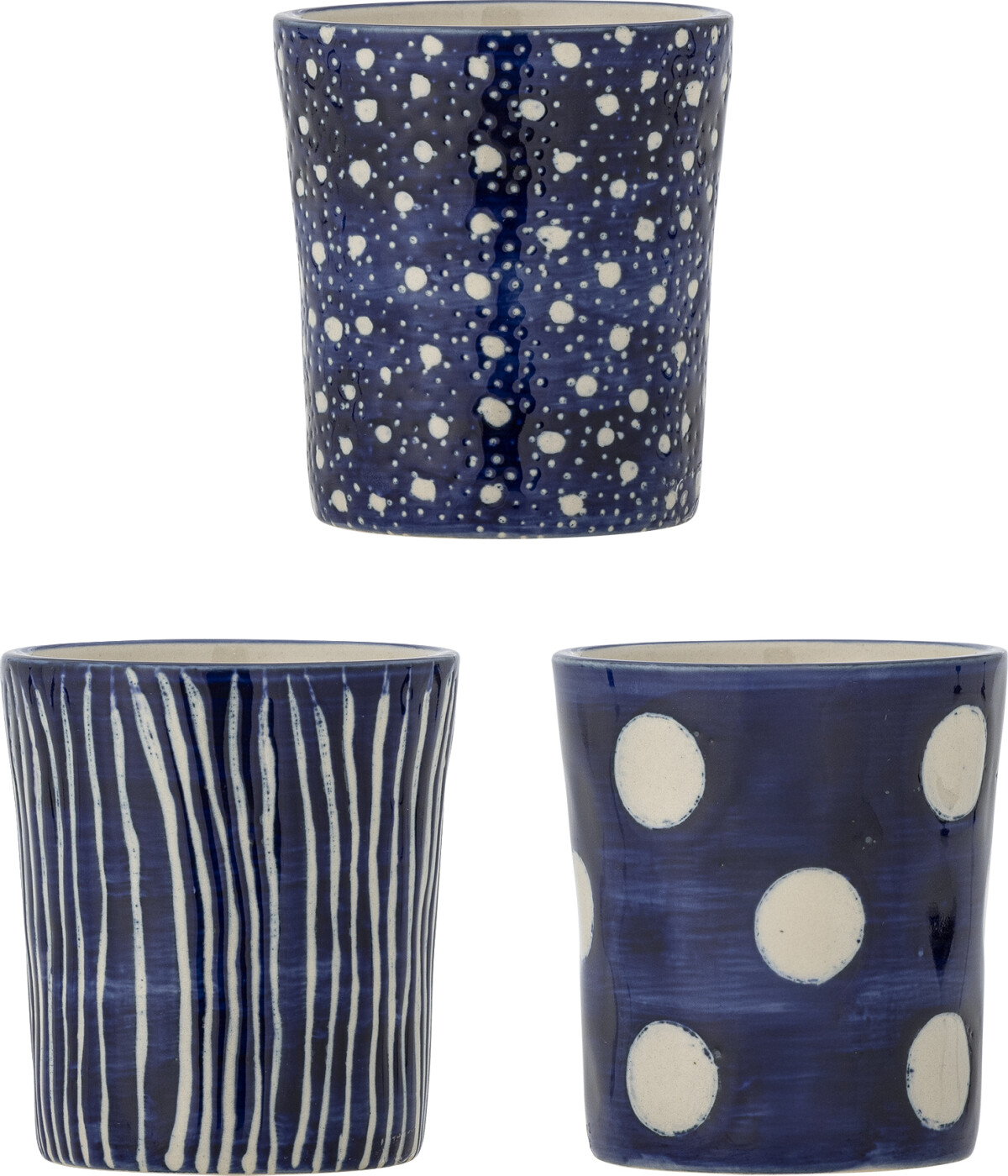 Creative Collection - Minoa Kop - Blå - Stentøj - 190 Ml - Sæt Med 3