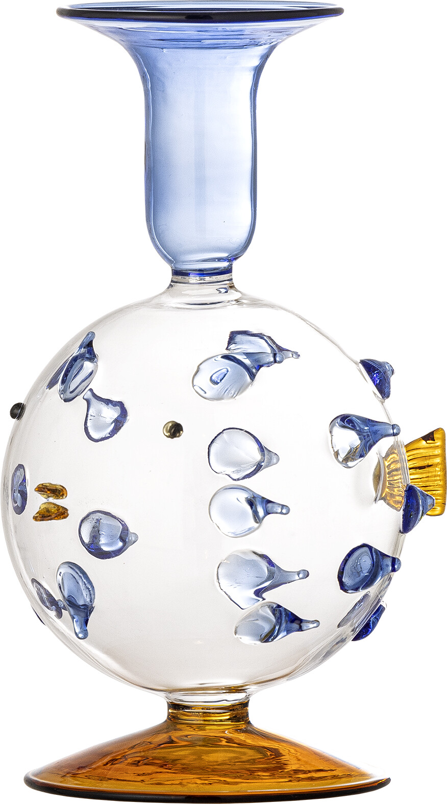 Creative Collection - Phila Lysestage - Blå - Glas - 17x11 Cm