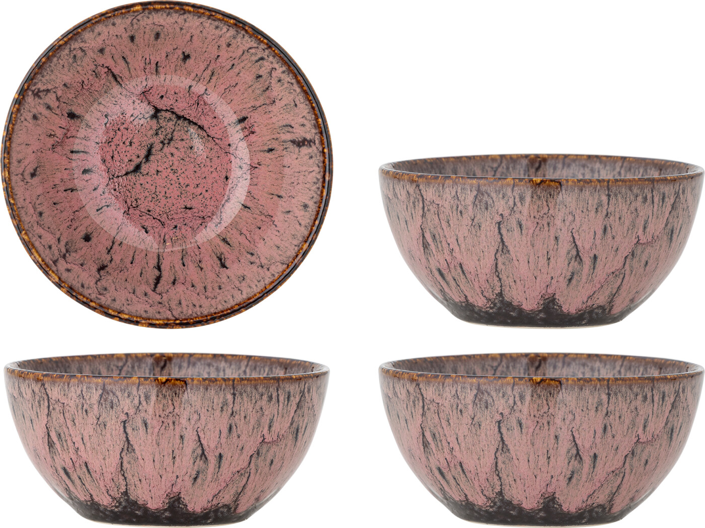Creative Collection - Rayen Skåle - Rosa - Stentøj Keramik - 4 Stk.