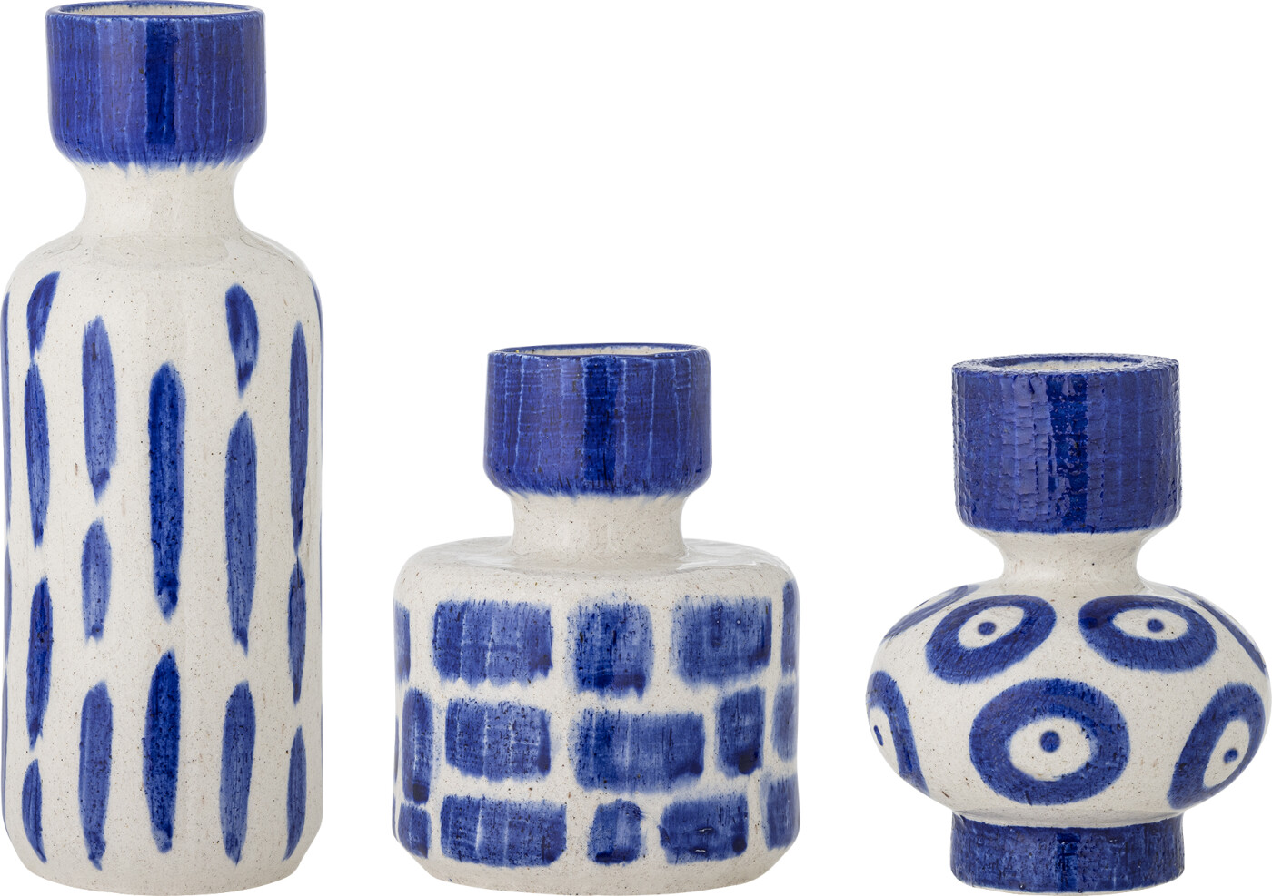 Creative Collection - Romane Vaser - Blå - Stentøj Keramik - 3 Stk.