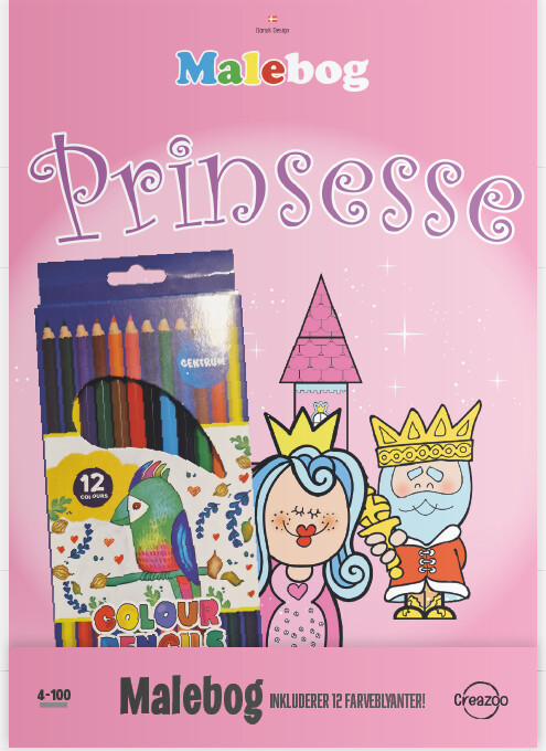 Creazoo Malebog Prinsesse + Farveblyanter - Bog