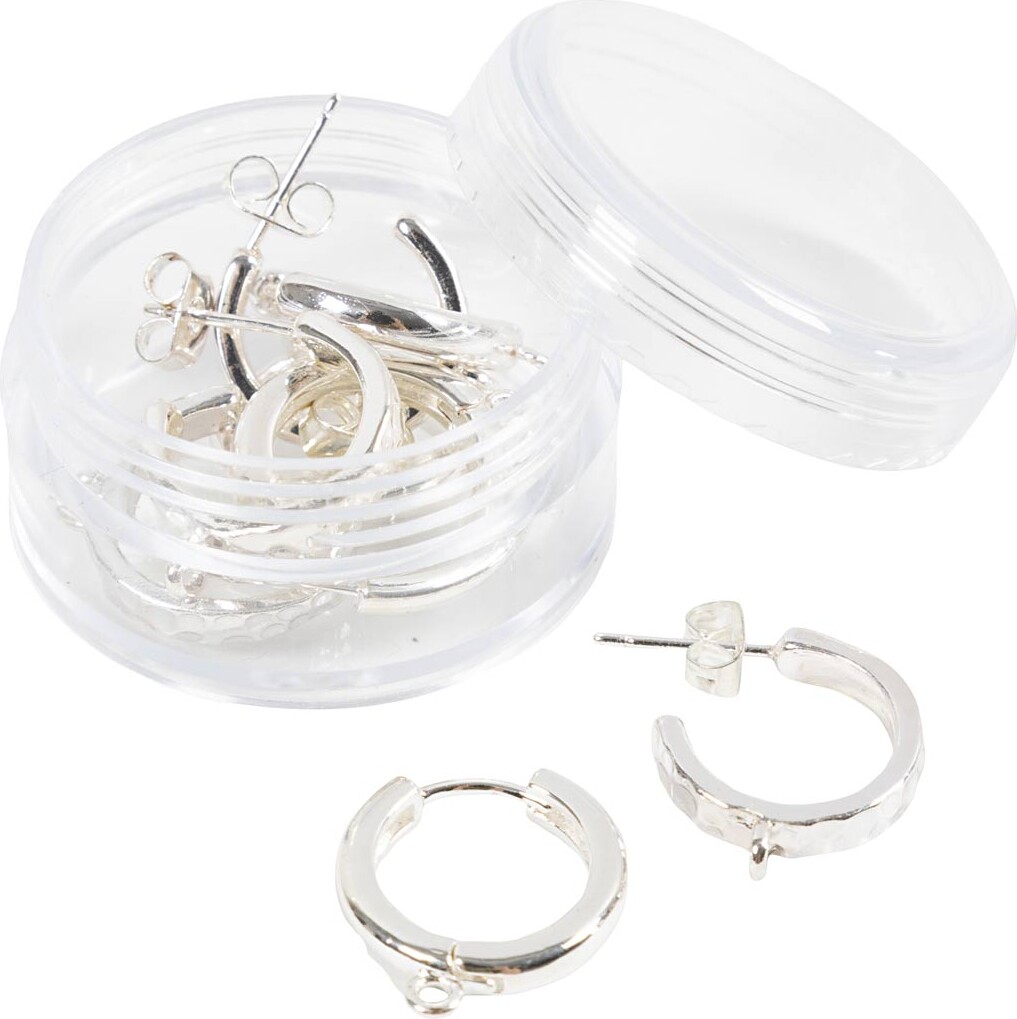 Creoler Med øje - ø 15 Mm - Tykkelse 3 Mm - Forsølvet - 2 X 2 Par billede