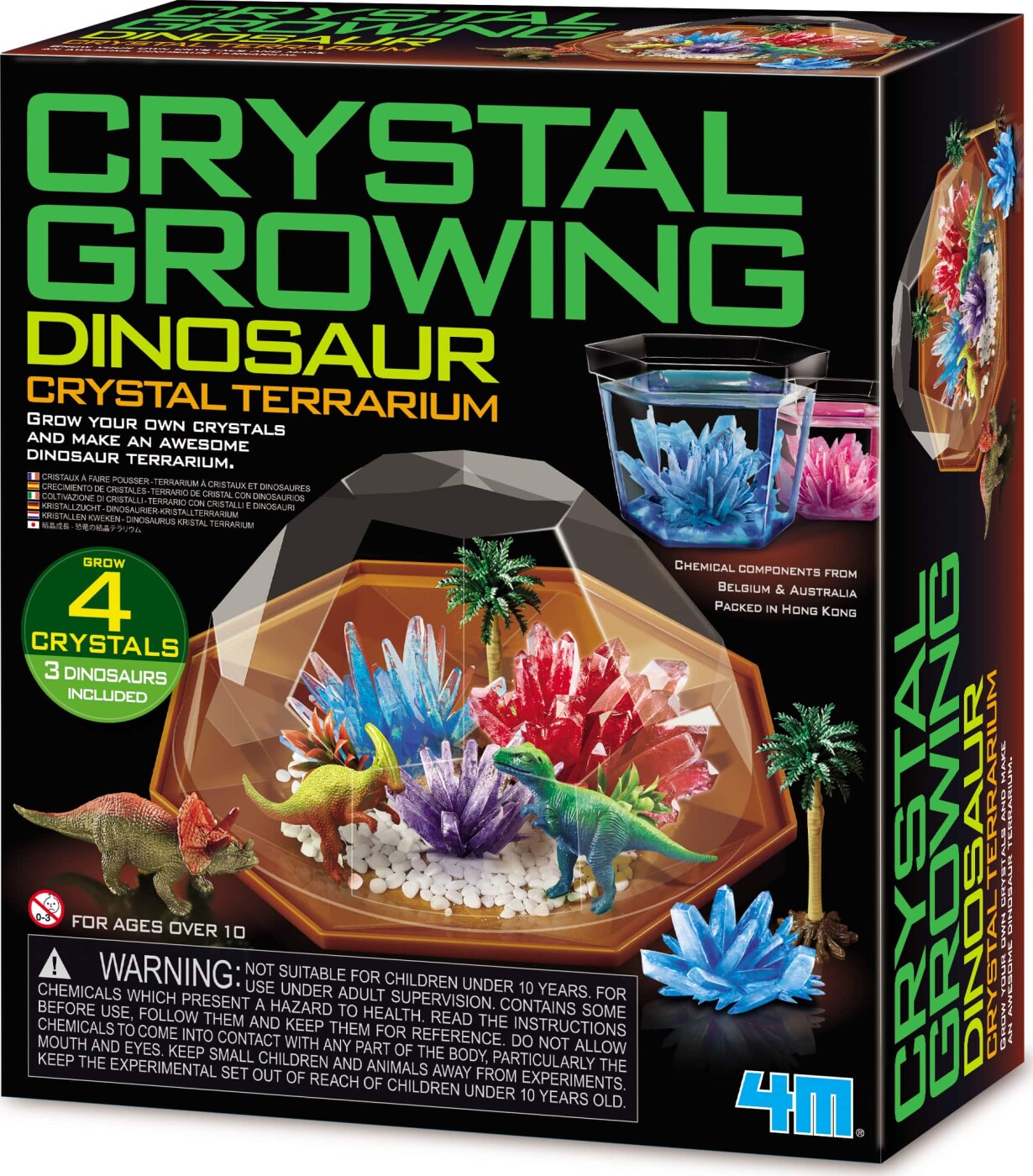 Crystal Growing – Dinosaur Terrarium Sæt Med 3 Dinosaurer