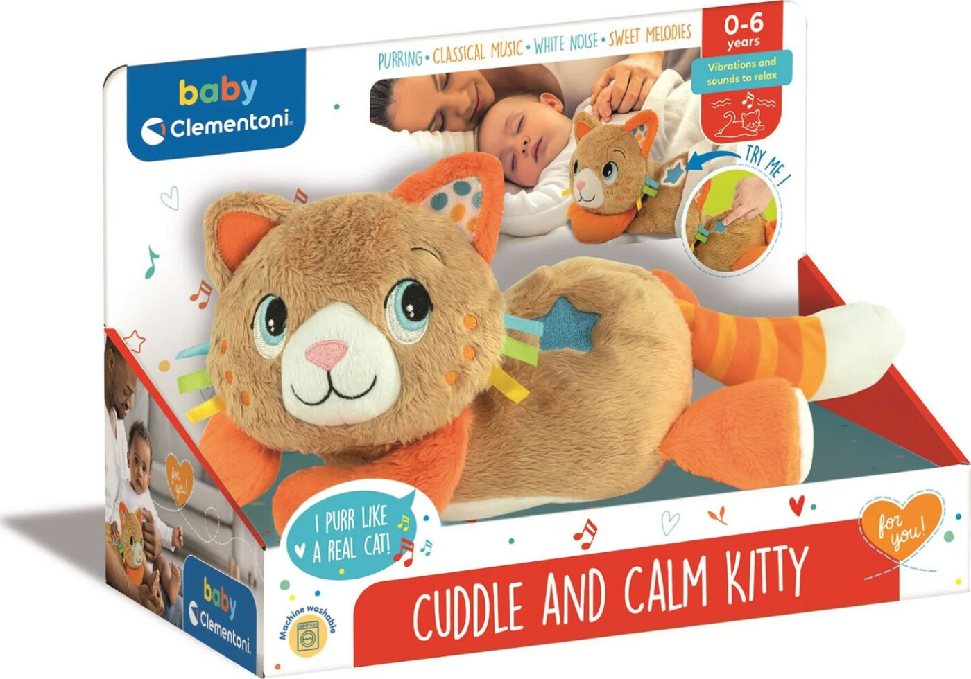 Sovebamse Med Lyd Og Vibrationer - Kat - Baby Clementoni